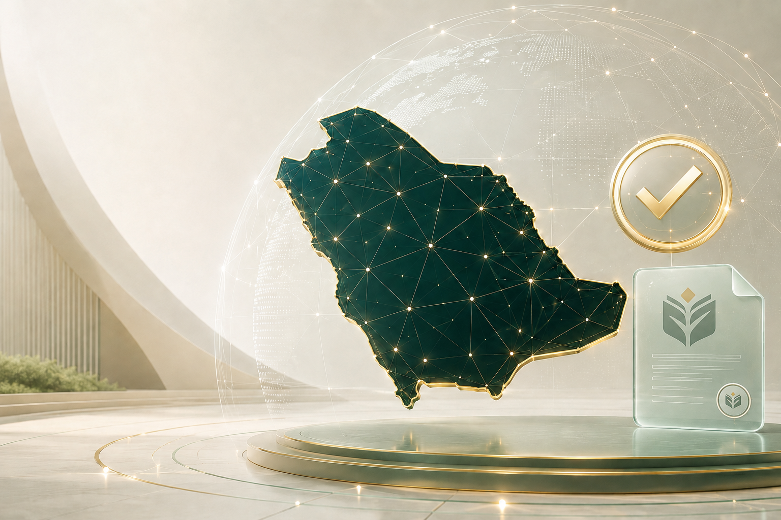 خريطة المملكة العربية السعودية ضمن شبكة رقمية موثوقة